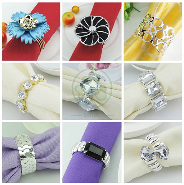 Flower Pearl Rhinestone Napkin Ring Holder for Wedding Party Home Kitchen Dining Table Linen Accessories SL-M2058FPNR