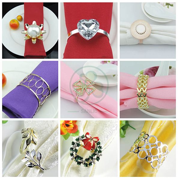 Flower Pearl Rhinestone Napkin Ring Holder for Wedding Party Home Kitchen Dining Table Linen Accessories SL-M2058FPNR