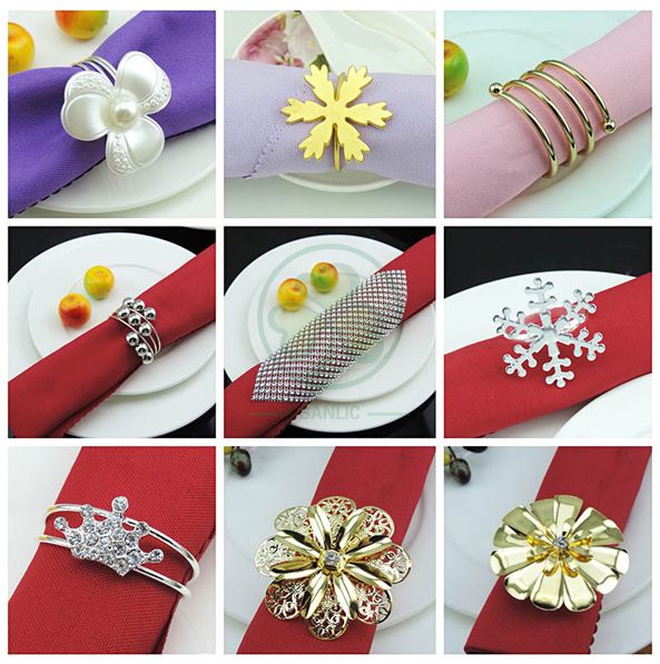 Flower Pearl Rhinestone Napkin Ring Holder for Wedding Party Home Kitchen Dining Table Linen Accessories SL-M2058FPNR