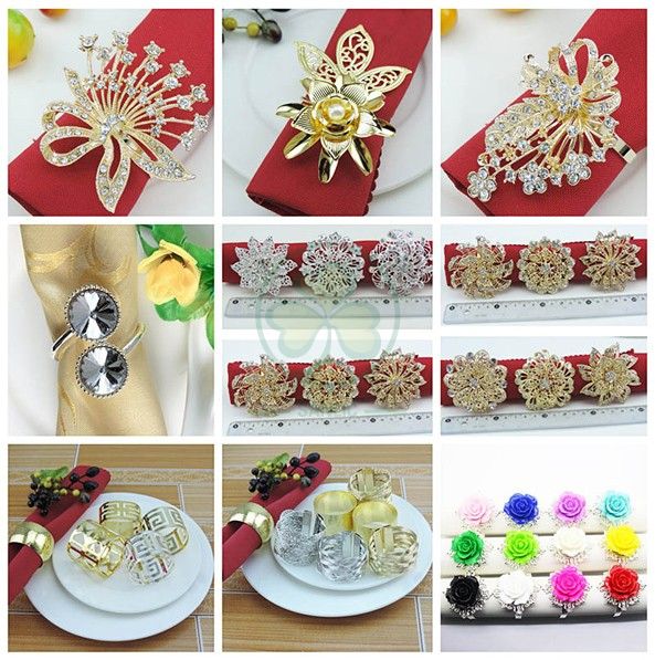 Flower Pearl Rhinestone Napkin Ring Holder for Wedding Party Home Kitchen Dining Table Linen Accessories SL-M2058FPNR