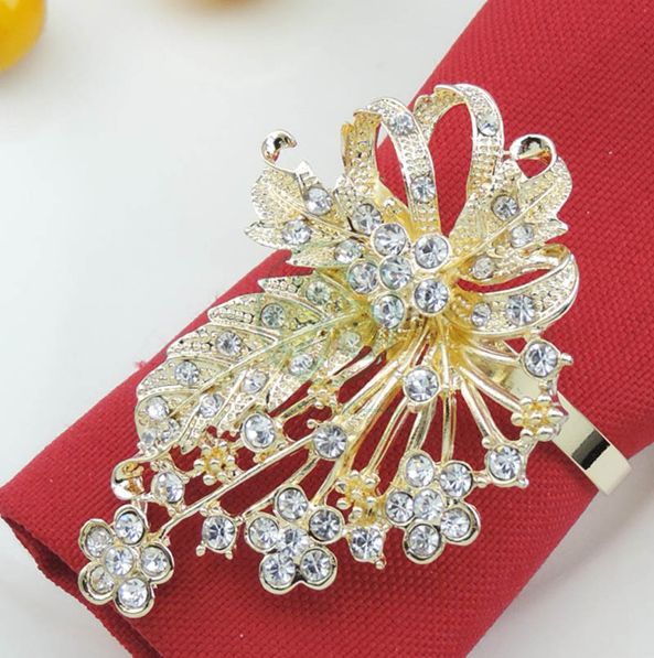 Flower Pearl Rhinestone Napkin Ring Holder for Wedding Party Home Kitchen Dining Table Linen Accessories SL-M2058FPNR