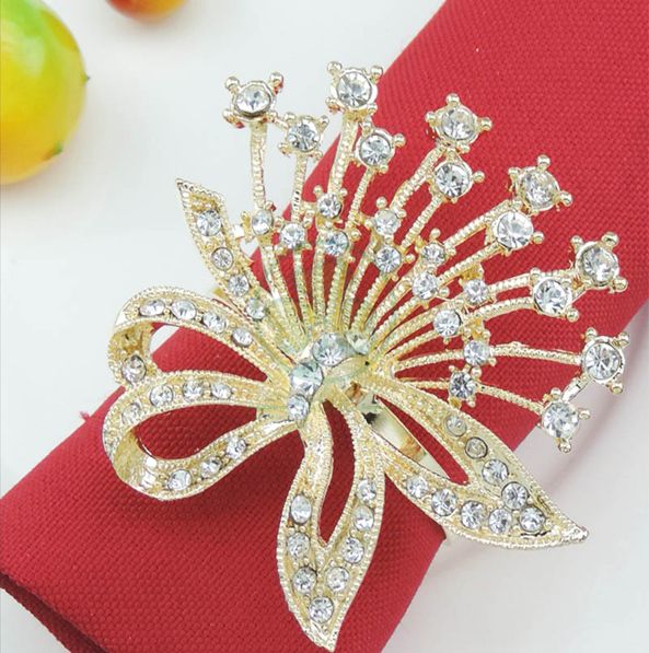 Flower Pearl Rhinestone Napkin Ring Holder for Wedding Party Home Kitchen Dining Table Linen Accessories SL-M2058FPNR