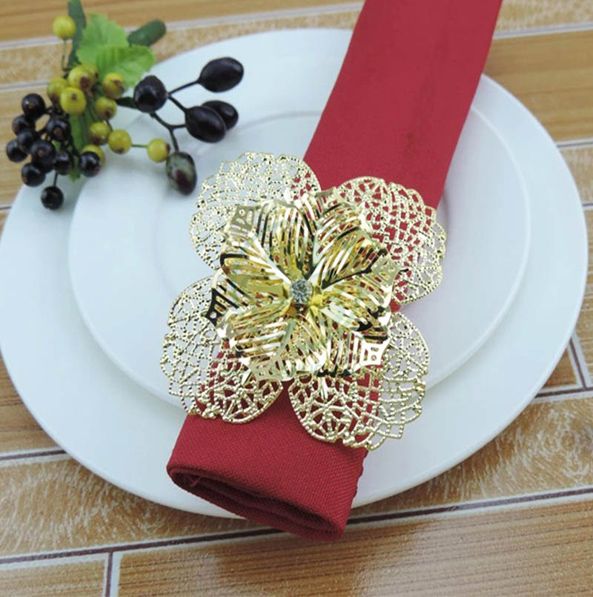 Flower Pearl Rhinestone Napkin Ring Holder for Wedding Party Home Kitchen Dining Table Linen Accessories SL-M2058FPNR