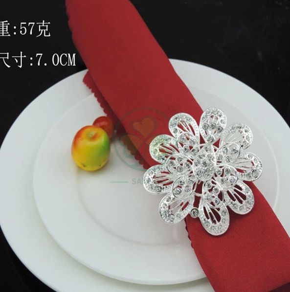 Hot Sale Exquisite Napkins Rings Set Rhinestone Thanksgiving Napkin Rings for Wedding Banquet Christmas Dinner Decor Favor SL-M2061ERNR