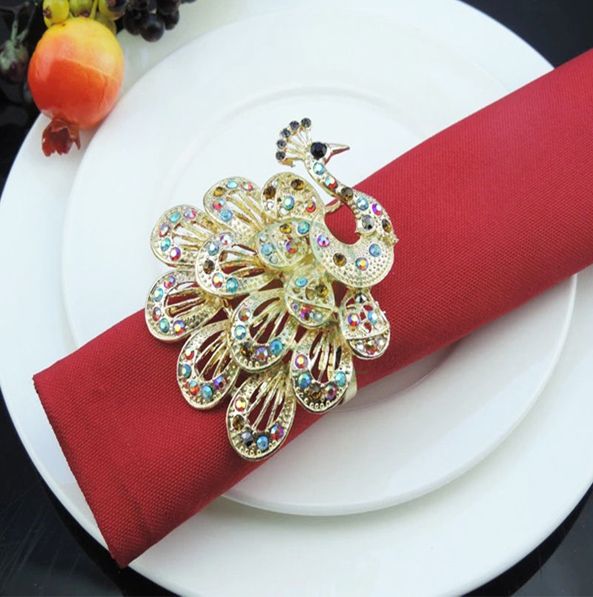 Hot Sale Exquisite Napkins Rings Set Rhinestone Thanksgiving Napkin Rings for Wedding Banquet Christmas Dinner Decor Favor SL-M2061ERNR