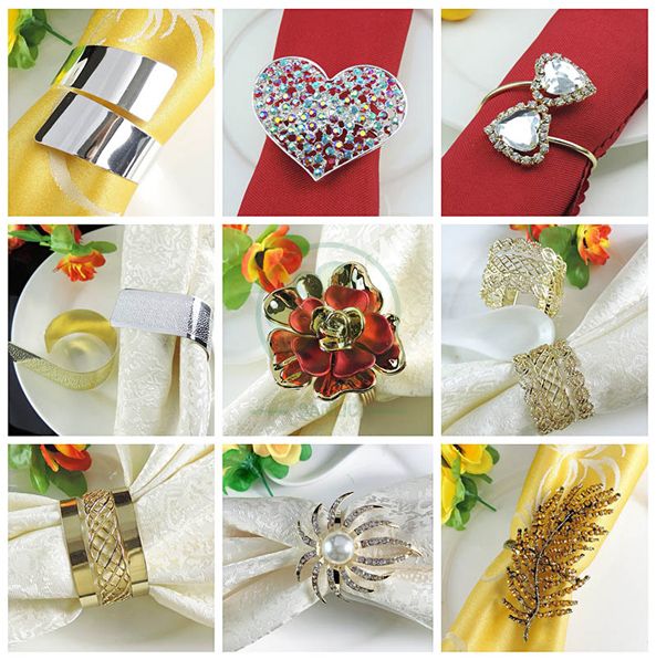 Factory Price Gold Napkin Rings Round Napkin Holders Buckles for Thanksgiving Decorations Holiday Wedding Banquet  SL-M2063GRNB