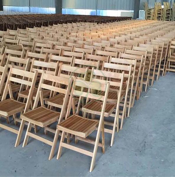 Popular Natural Wooden Slatted Folding Chair for Indoor or Outdoor Banquets Reunions or Parties SL-W1871WSFC