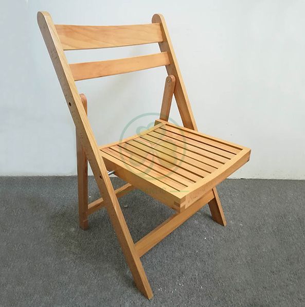 Popular Natural Wooden Slatted Folding Chair for Indoor or Outdoor Banquets Reunions or Parties SL-W1871WSFC