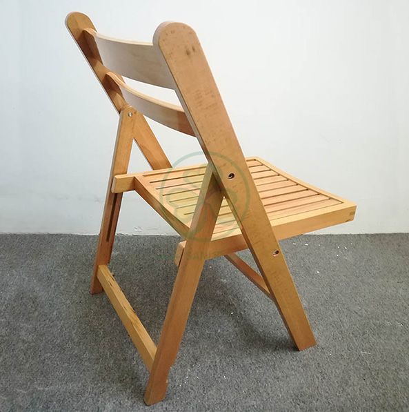 Popular Natural Wooden Slatted Folding Chair for Indoor or Outdoor Banquets Reunions or Parties SL-W1871WSFC