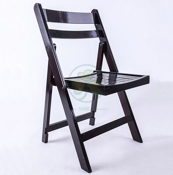 Factory Price Black Wooden Slatted Folding Chair for Hotels Resturants Banquets and Other Occasions SL-W1872BWSC