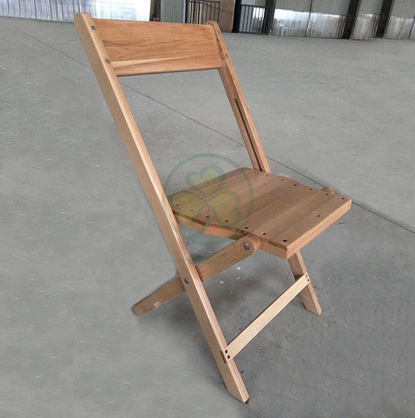 1942 Natural Slatted Wooden Foldable Chair for Outdoor or Indoor Events SL-W1879NWFC