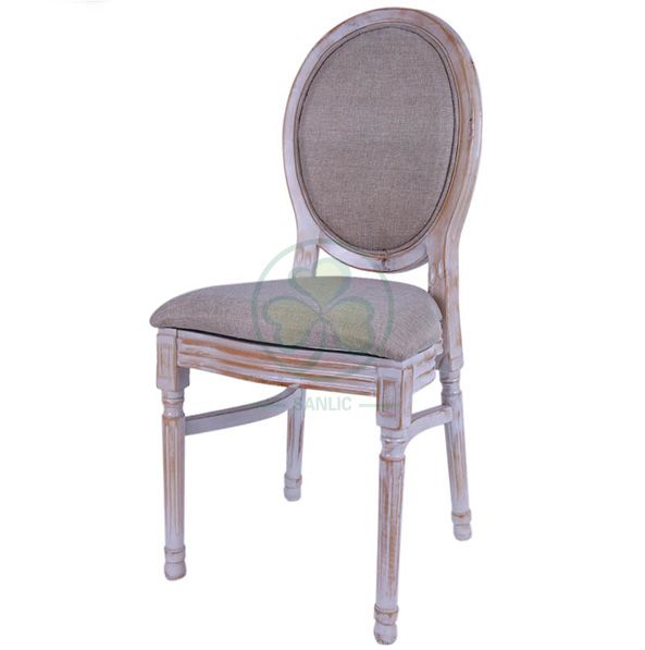 Most Popular French Style Wooden Louis Dining Chair with Fabric Seat and Back for Hotels Resturants and Indoor or Outdoor Weddings Events SL-W1895WLCF
