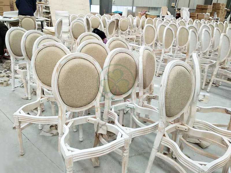 Most Popular French Style Wooden Louis Dining Chair with Fabric Seat and Back for Hotels Resturants and Indoor or Outdoor Weddings Events SL-W1895WLCF