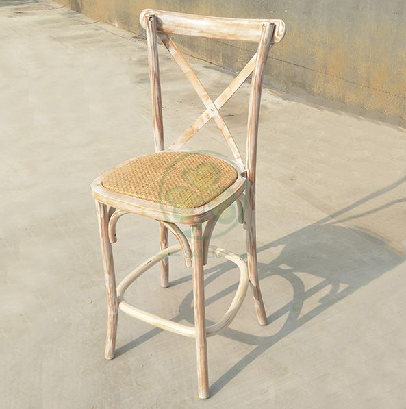 Hot Sale French Style Wooden Bistro Bar Stool with Rattan Seat for Cafes, Social Events, Parties or Home SL-W1916FBBS