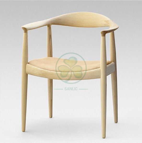 Solid Wood Frame Hans Wegner Kennedy Arm Chair with Leather Seat SL-W1941WKRC