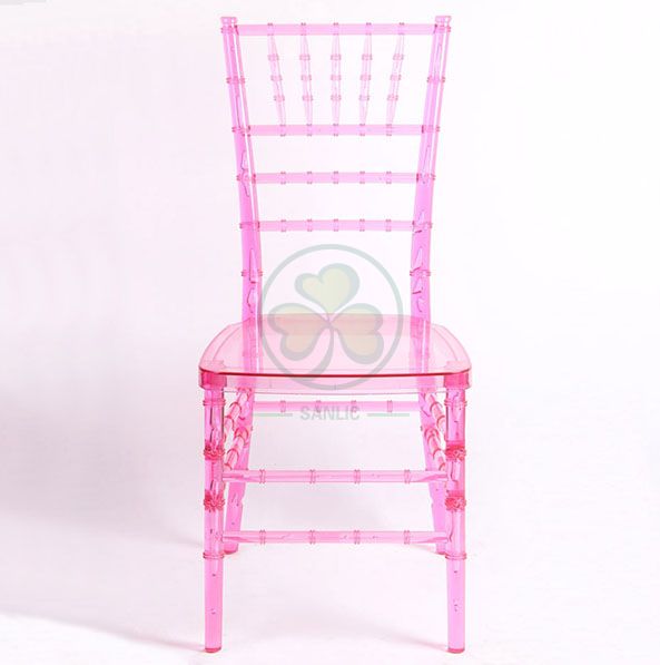 Cheap Prices Stackable Transparent Pink Resin Tiffany Chair for Various Celebrations  SL-R1969SCTC