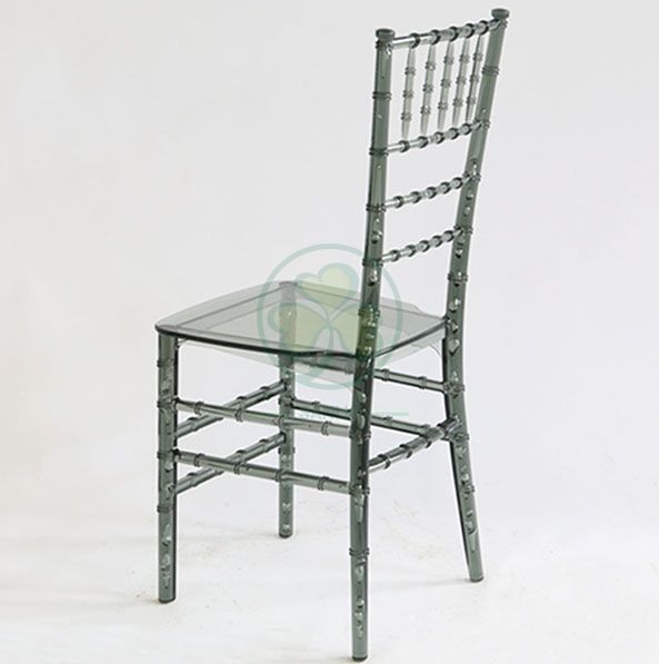 Wedding Crystal Smoky Gray Resin Monoblock Tiffany Chair for Indoor or Outdoor Events SL-R1977RMTC