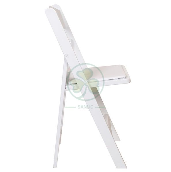 White Resin Folding Chair for Outdoor or Indoor Bride and Groom Wedding Ceremony SL-R1999WRFC