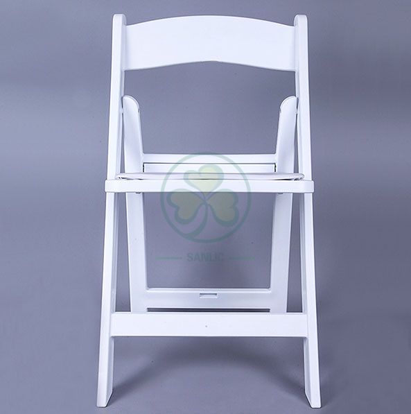 White Resin Folding Chair for Outdoor or Indoor Bride and Groom Wedding Ceremony SL-R1999WRFC