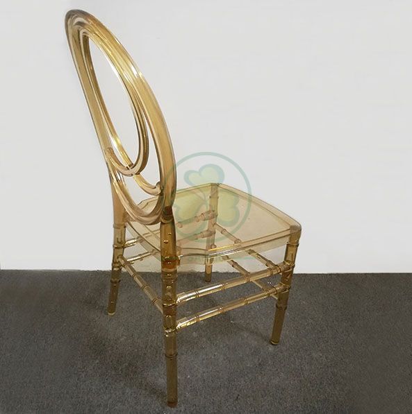 Morden Elegant Transparent Resin Phoenix Chair with Fish-Shaped Back for Weddings and Events   SL-R2015BPFC