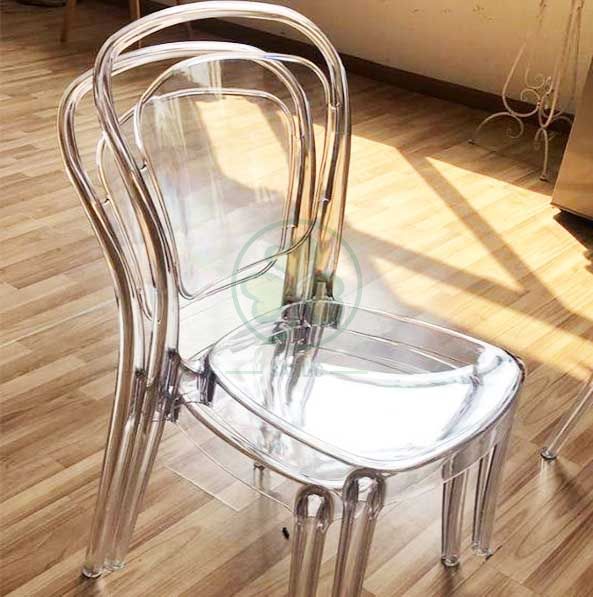 New Design Stackable Resin Lucent Chair for Dining Room or Living Room SL-R2057CRLC