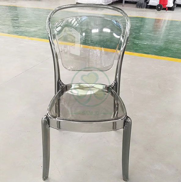 Wholesale Crystal Smoky Gray Plastic Lucent Banquet Chair for Catering Services or Kitchen  SL-R2059GPLC