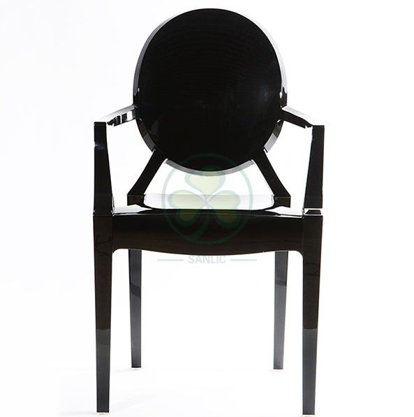 Stackable Black Resin Louis Ghost Armchair for Various Social Events SL-R2072BRLC