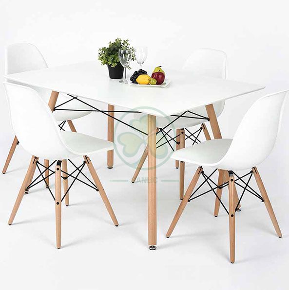 Wholesale Stackable Modern Design Eames Molded Plastic Side Chair with Wooden Crossed Leg SL-R2080EMPC