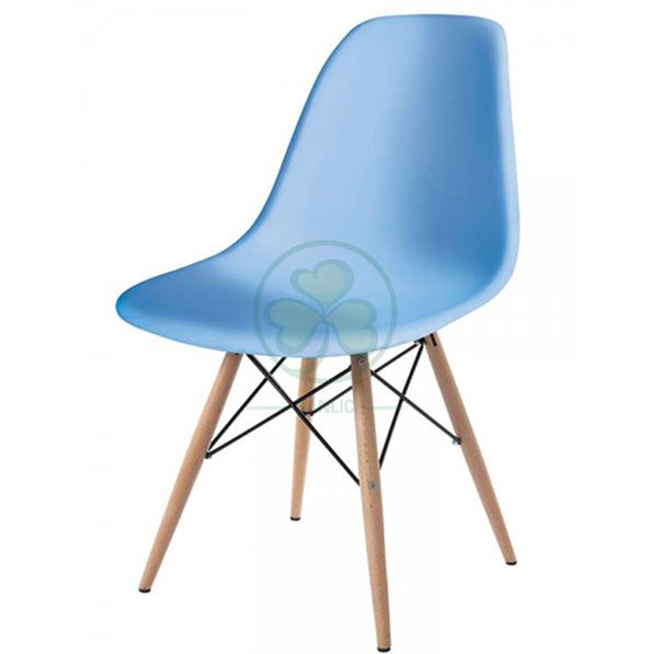 Wholesale Stackable Modern Design Eames Molded Plastic Side Chair with Wooden Crossed Leg SL-R2080EMPC