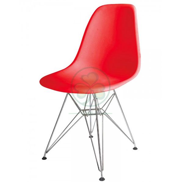 Wholesale Stackable Modern Design Eames Molded Plastic Side Chair with Wooden Crossed Leg SL-R2080EMPC