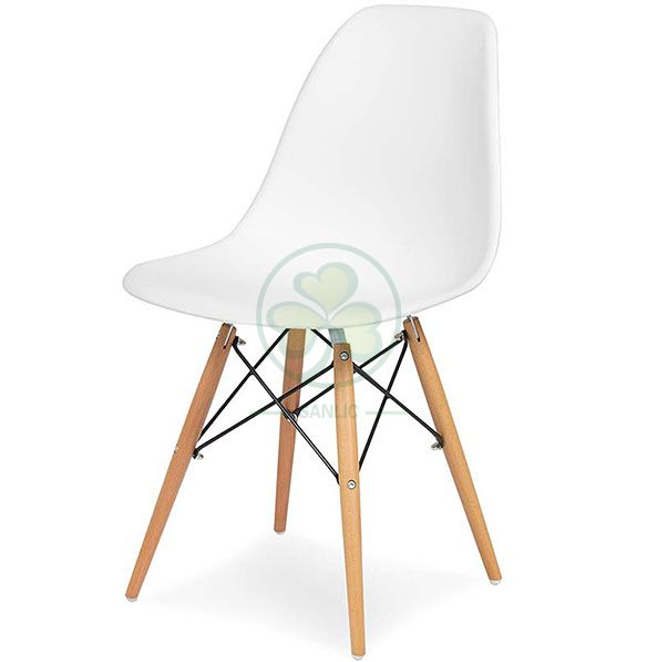 Wholesale Stackable Modern Design Eames Molded Plastic Side Chair with Wooden Crossed Leg SL-R2080EMPC