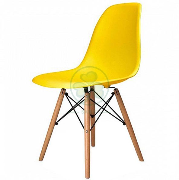 Wholesale Stackable Modern Design Eames Molded Plastic Side Chair with Wooden Crossed Leg SL-R2080EMPC