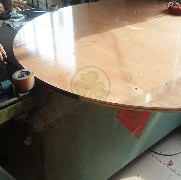 Wholesale Round Wood Folding Banquet Table for Indoor or Outdoor Events or Weddings with PVC Edge SL-T2085