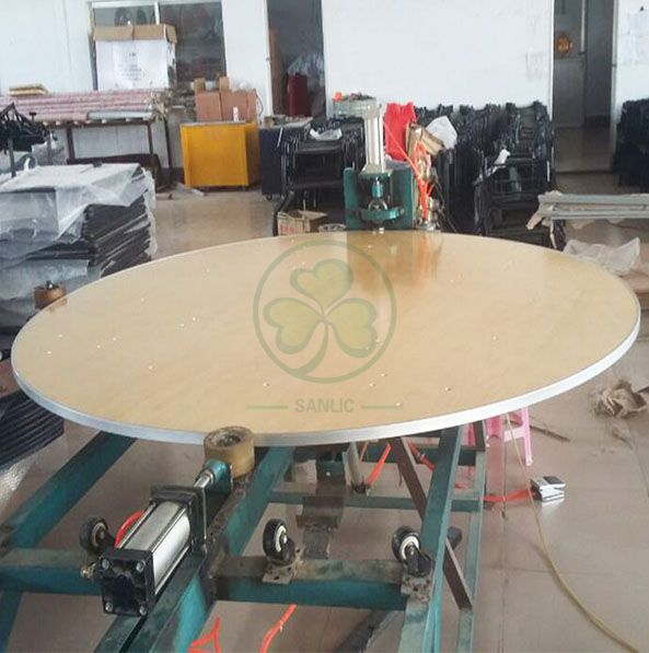 Customized Modern Dining Furniture Round Wooden Folding Tables by Solid Birch Wood with AL Edge  SL-T2087CWRT