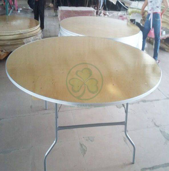 Customized Modern Dining Furniture Round Wooden Folding Tables by Solid Birch Wood with AL Edge  SL-T2087CWRT