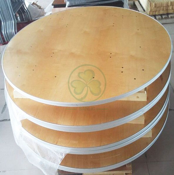 Customized Modern Dining Furniture Round Wooden Folding Tables by Solid Birch Wood with AL Edge  SL-T2087CWRT