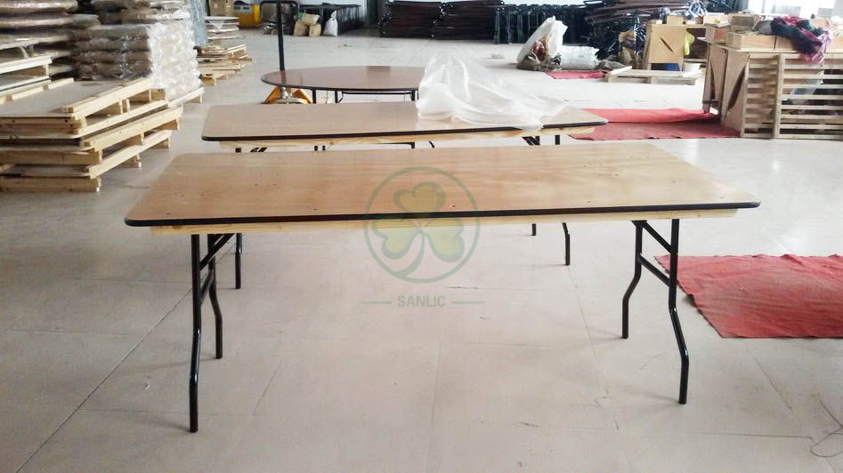 Hot Sale Wood Folding Rectangular Table for Weddings and Events Celebrations with PVC Edge SL-T2093WRFT