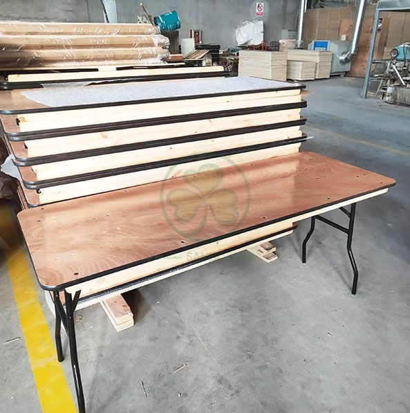 Hot Sale Wood Folding Rectangular Table for Weddings and Events Celebrations with PVC Edge SL-T2093WRFT