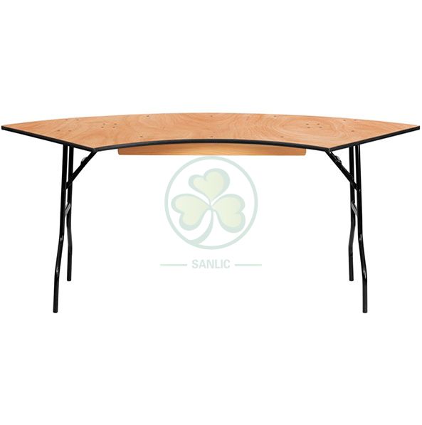 Wholesale Wooden Serpentine Folding Table for Dining Halls and Catering Services SL-T2096WSPT