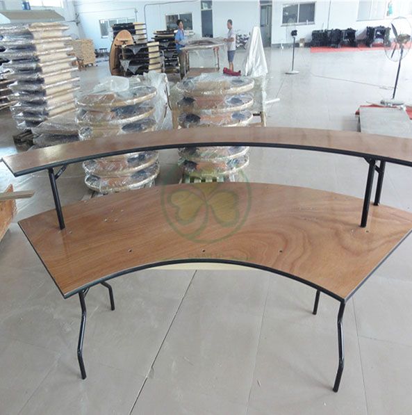 Wholesale Wooden Serpentine Folding Table for Dining Halls and Catering Services SL-T2096WSPT