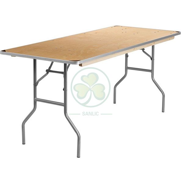 Customized Wood Rectangular Folding Table with Special Protective Angle SL-T2097CRFT