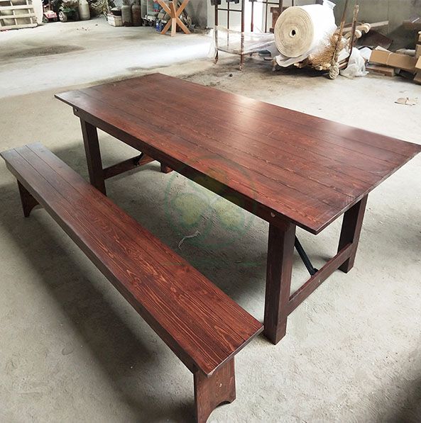 Wholesale Solid Pine Wood Farm Table Rustic Farmhouse Dining Table SL-T2101WFHT