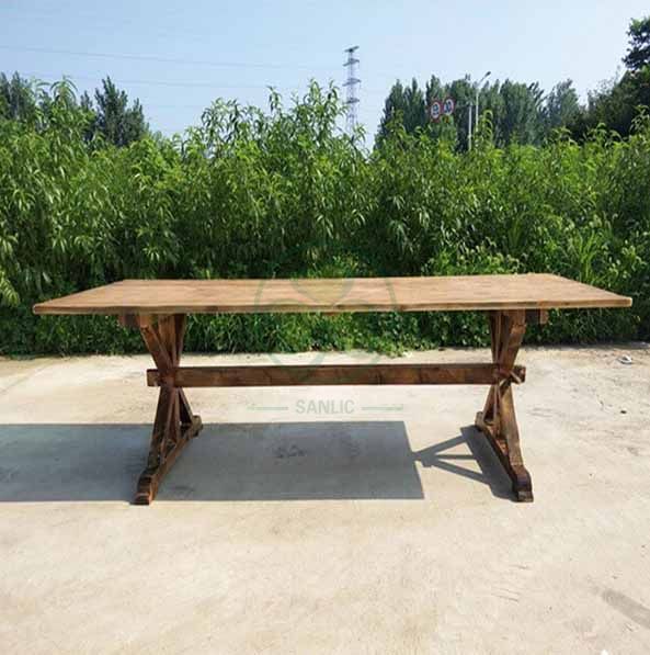 Wholesale Solid Pine Wood Farm Table Rustic Farmhouse Dining Table SL-T2101WFHT