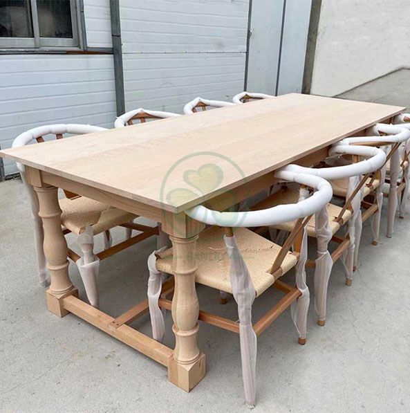 8FT Garden Rustic Solid Wood Farm House Dining Tables for Outdoor Events SL-T2112FHDT