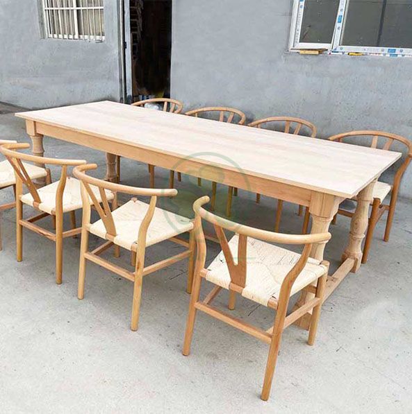8FT Garden Rustic Solid Wood Farm House Dining Tables for Outdoor Events SL-T2112FHDT