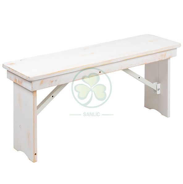 Factory Direct Folding Rustic Farmhouse Bench for Outdoor Weddings and Events SL-T2122WFHB