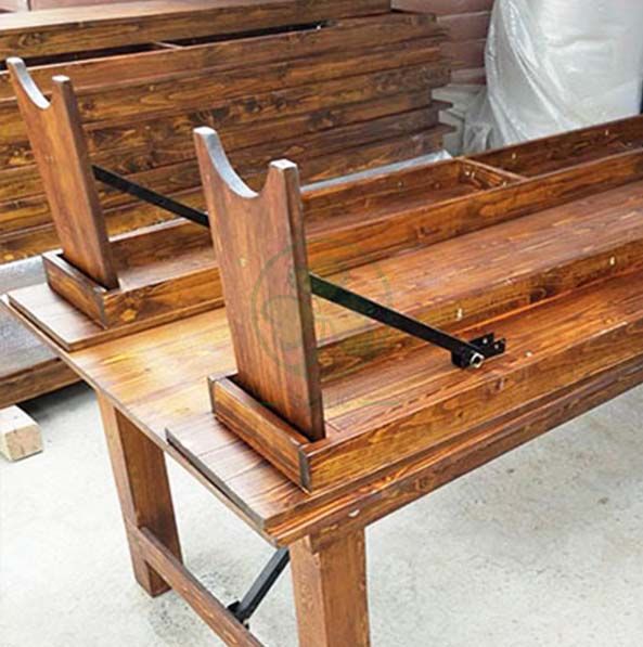 Factory Direct Folding Rustic Farmhouse Bench for Outdoor Weddings and Events SL-T2122WFHB