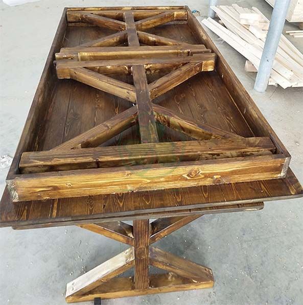 Hot Sale Outdoor Rectangular Rustic Solid Wood X Brace Farmhouse Table  SL-T2104RRXF