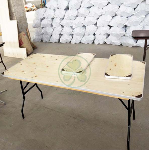 Customized Wood Rectangular Folding Table with Special Protective Angle SL-T2097CRFT