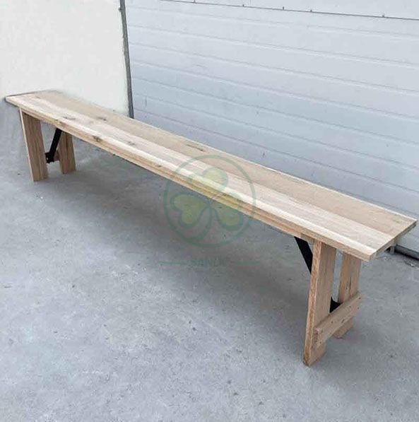 Factory Direct Folding Rustic Farmhouse Bench for Outdoor Weddings and Events SL-T2122WFHB